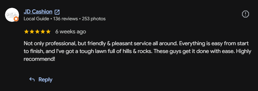 Google review 4 for Lutgen Landscaping & Lawn Care