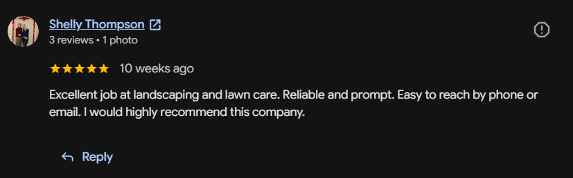 Google review 9 for Lutgen Landscaping & Lawn Care