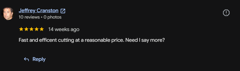 Google review 15 for Lutgen Landscaping & Lawn Care