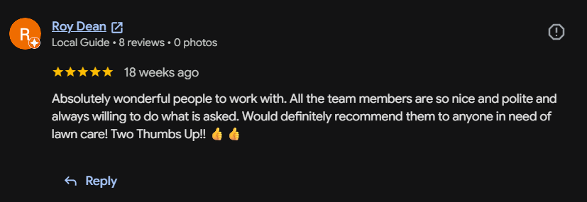 Google review 23 for Lutgen Landscaping & Lawn Care