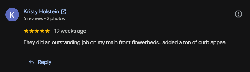 Google review 26 for Lutgen Landscaping & Lawn Care