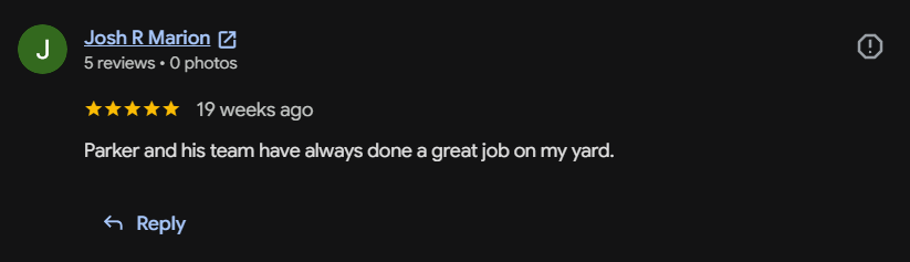 Google review 28 for Lutgen Landscaping & Lawn Care