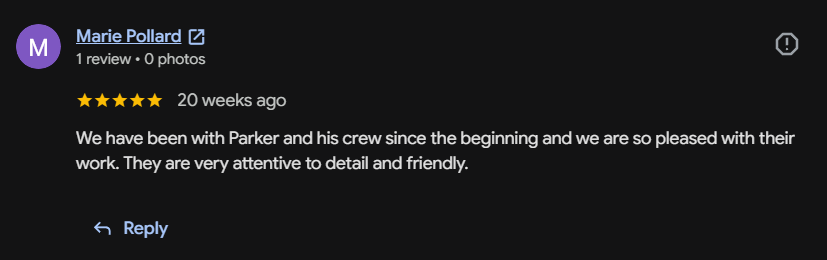 Google review 34 for Lutgen Landscaping & Lawn Care
