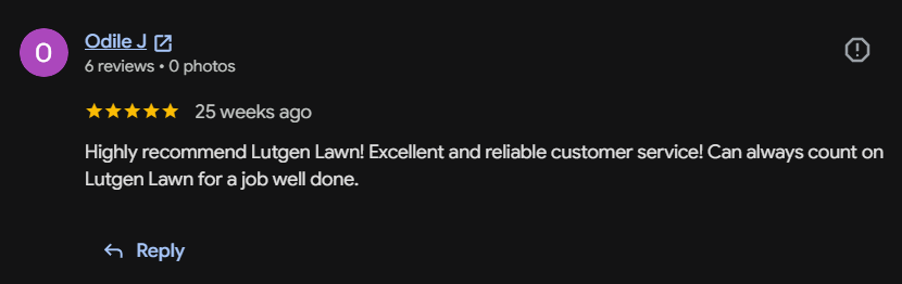 Google review 43 for Lutgen Landscaping & Lawn Care