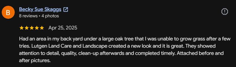 Google review 47 for Lutgen Landscaping & Lawn Care