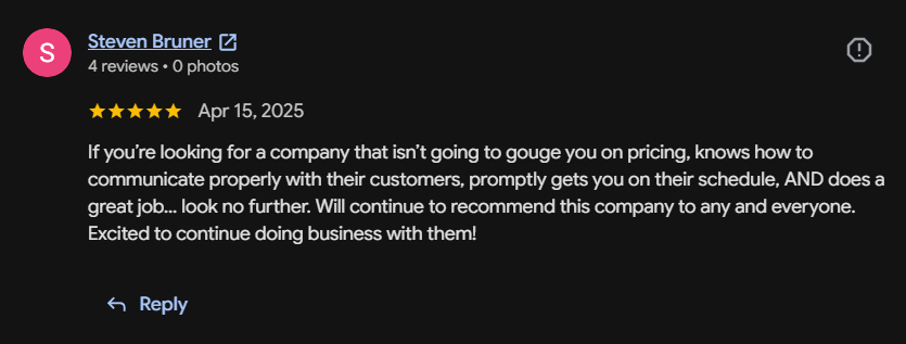 Google review 48 for Lutgen Landscaping & Lawn Care