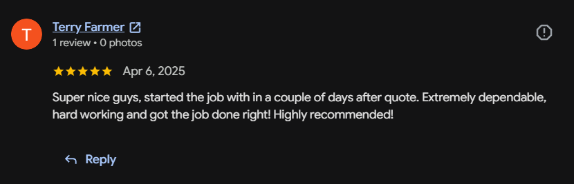 Google review 49 for Lutgen Landscaping & Lawn Care