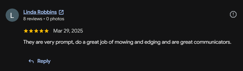 Google review 52 for Lutgen Landscaping & Lawn Care