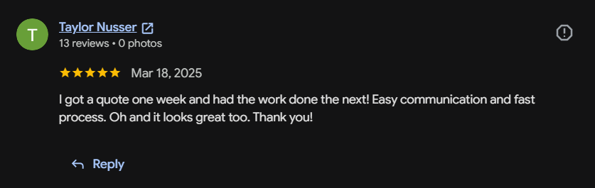 Google review 58 for Lutgen Landscaping & Lawn Care