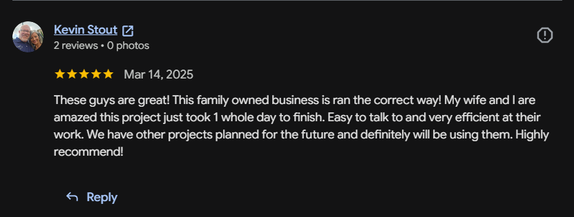 Google review 59 for Lutgen Landscaping & Lawn Care