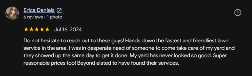 Google review 67 for Lutgen Landscaping & Lawn Care