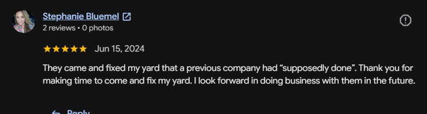 Google review 69 for Lutgen Landscaping & Lawn Care