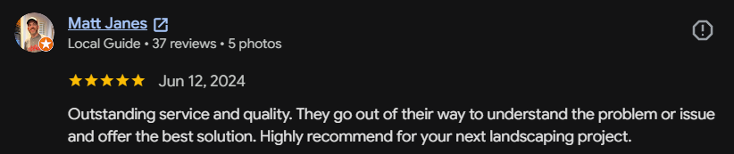 Google review 70 for Lutgen Landscaping & Lawn Care