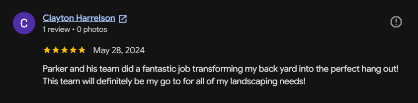 Google review 72 for Lutgen Landscaping & Lawn Care