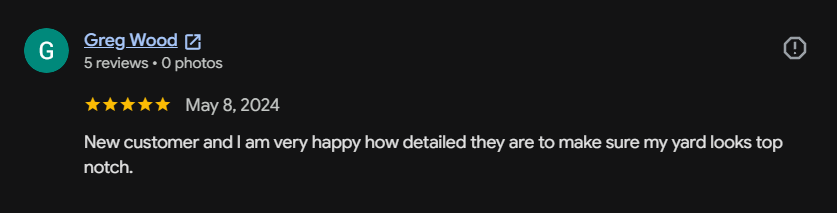 Google review 84 for Lutgen Landscaping & Lawn Care