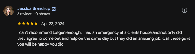 Google review 89 for Lutgen Landscaping & Lawn Care