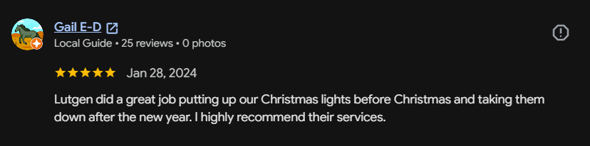 Google review 97 for Lutgen Landscaping & Lawn Care
