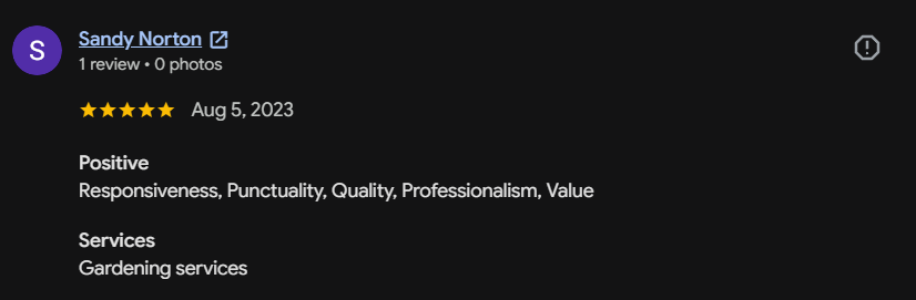 Google review 112 for Lutgen Landscaping & Lawn Care