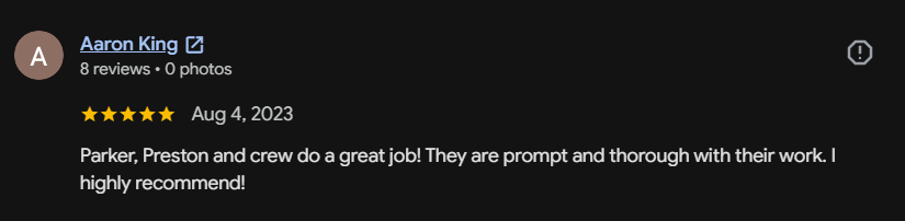 Google review 113 for Lutgen Landscaping & Lawn Care