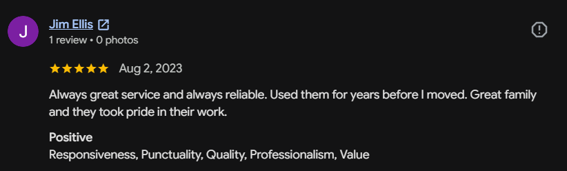 Google review 115 for Lutgen Landscaping & Lawn Care