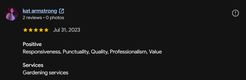 Google review 120 for Lutgen Landscaping & Lawn Care