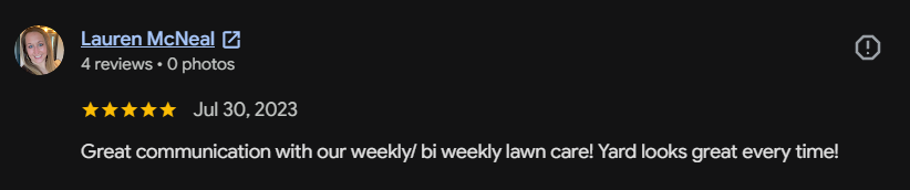 Google review 122 for Lutgen Landscaping & Lawn Care