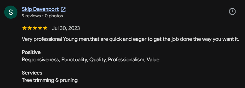 Google review 125 for Lutgen Landscaping & Lawn Care