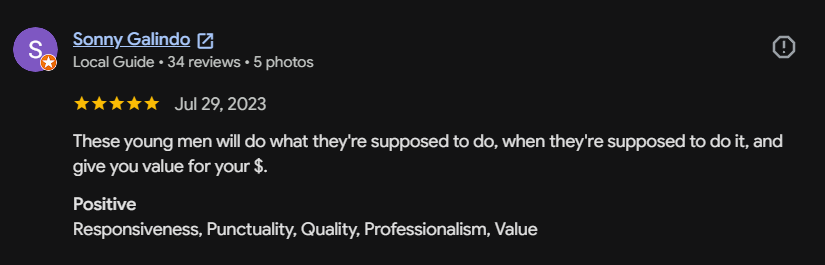 Google review 132 for Lutgen Landscaping & Lawn Care