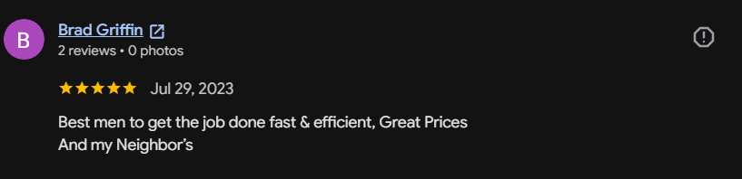 Google review 133 for Lutgen Landscaping & Lawn Care