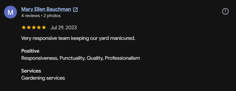 Google review 142 for Lutgen Landscaping & Lawn Care