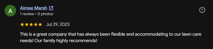 Google review 164 for Lutgen Landscaping & Lawn Care